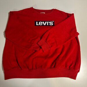 Levi's Red Crewneck Sweatshirt with Navy Logo Box